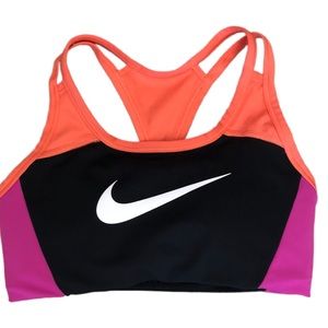 Nike Sports Bra Pink & Orange & Black with White Swoosh Women’s Size S